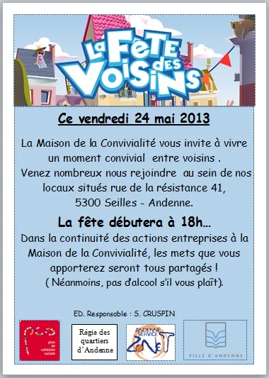 Image illustrant l'article « Fête des voisins à la Maison de la Convivialité de Seilles » de l'EPN de Seilles.
