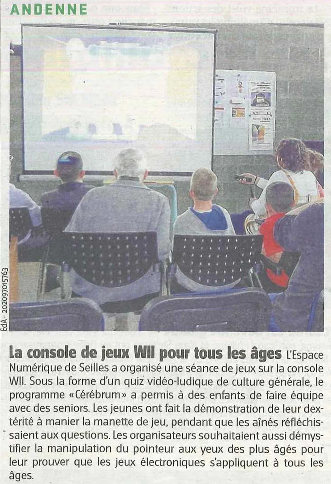 Image illustrant l'article « La console de jeux Wii pour tout âge, dans l'Avenir » de l'EPN de Seilles.