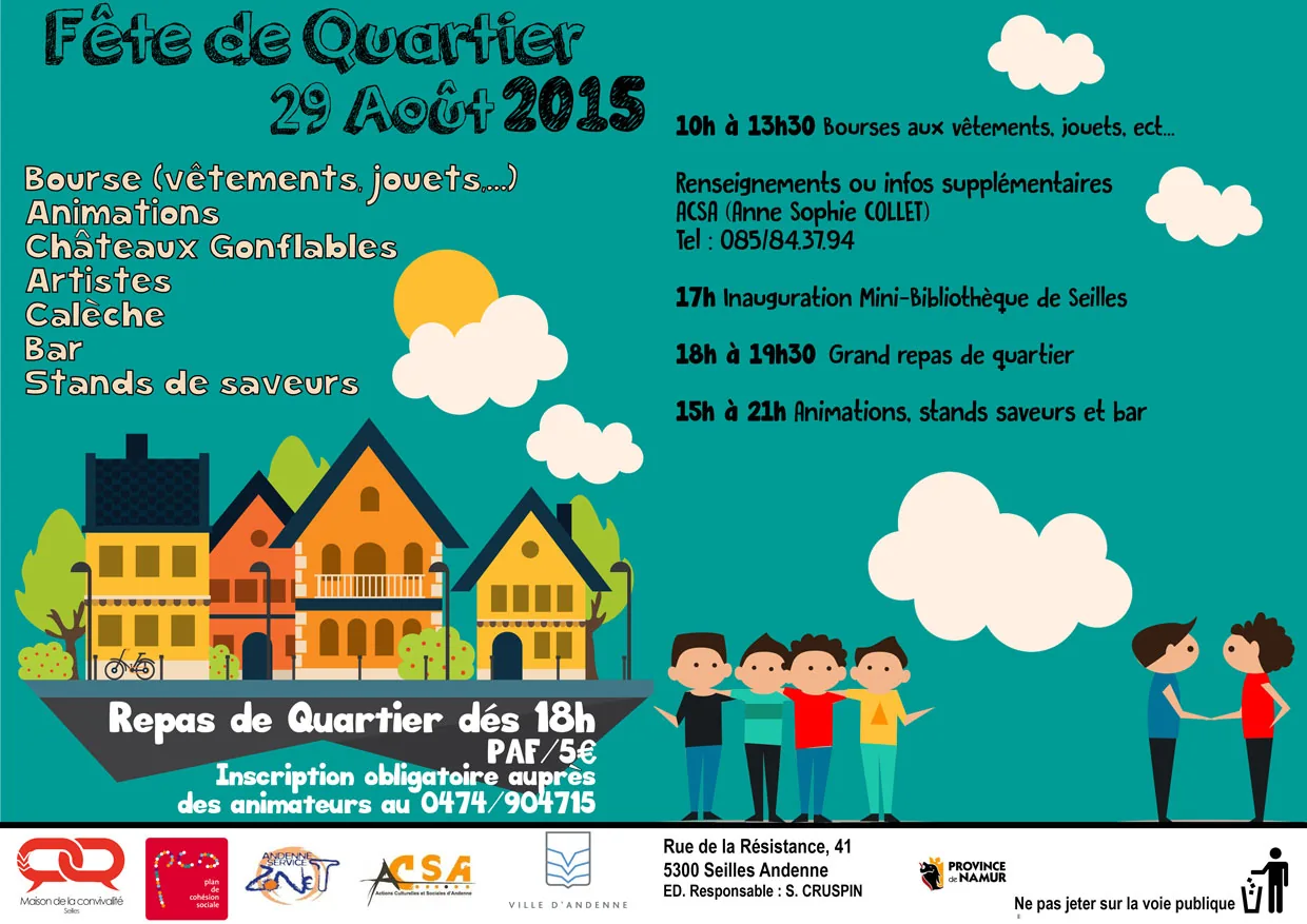 Image illustrant l'article « Invitation à la fête de Quartier le samedi 29 août 2015 » de l'EPN de Seilles.
