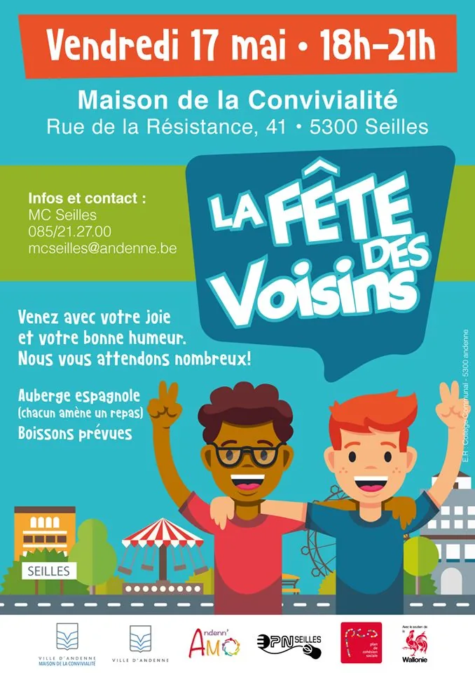 Image illustrant l'article « Fête des voisins le vendredi 17 mai de 18h00 à 21h00 » de l'EPN de Seilles.
