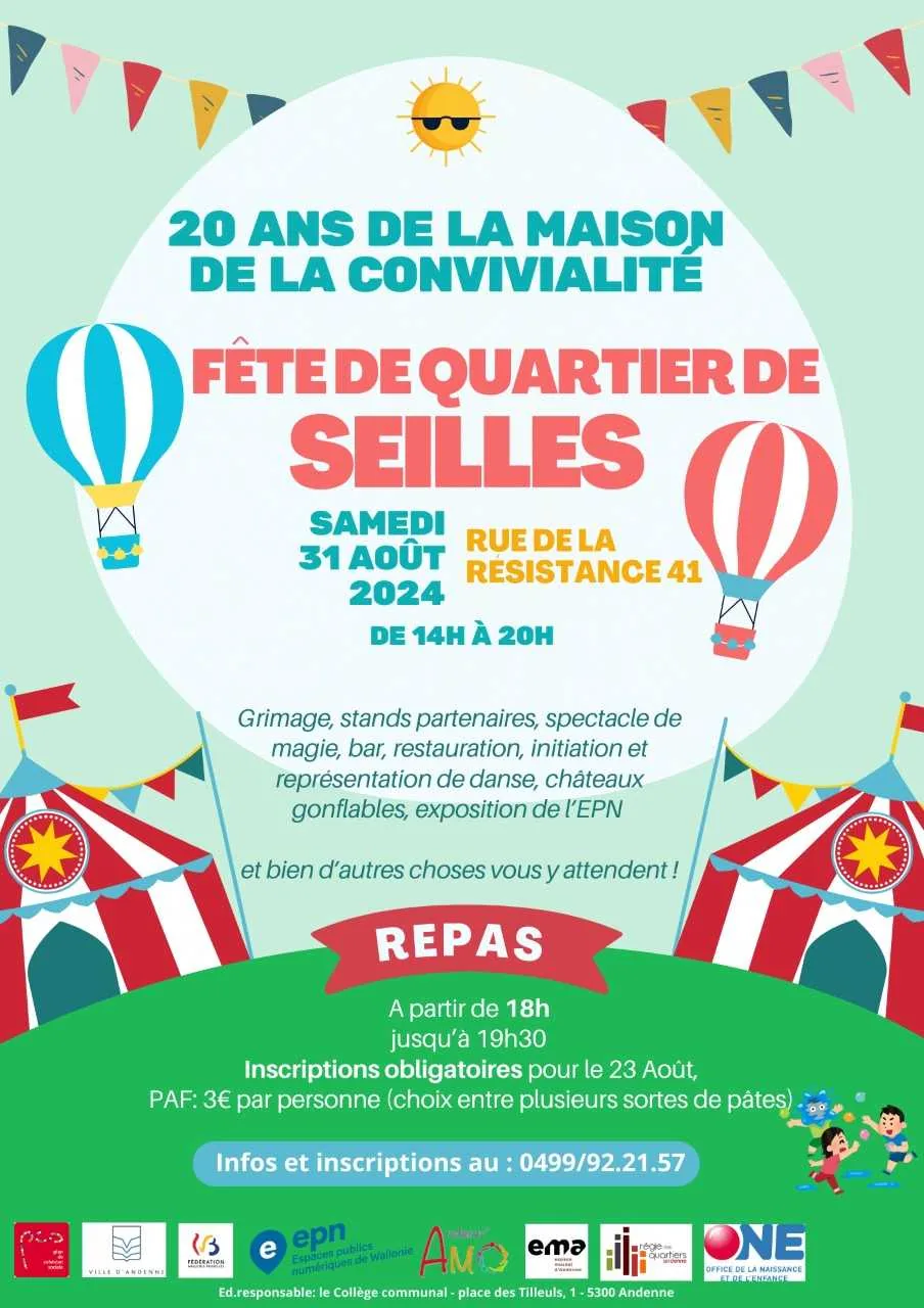 Image illustrant l'article « Fête de Quartier de Seilles ★ samedi 31.08.2024 ★ 14h00-20h00 » de l'EPN de Seilles.