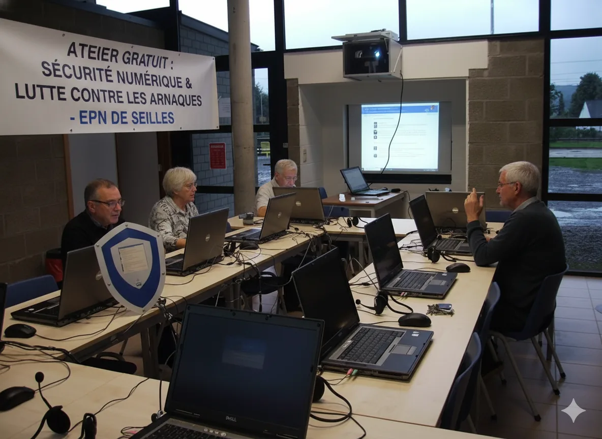 Image illustrant l'article « Stop aux Arnaques ! Naviguez en Toute Sérénité avec notre Atelier Cybersécurité | 17.11.25 au 08.12.25 » de l'EPN de Seilles.